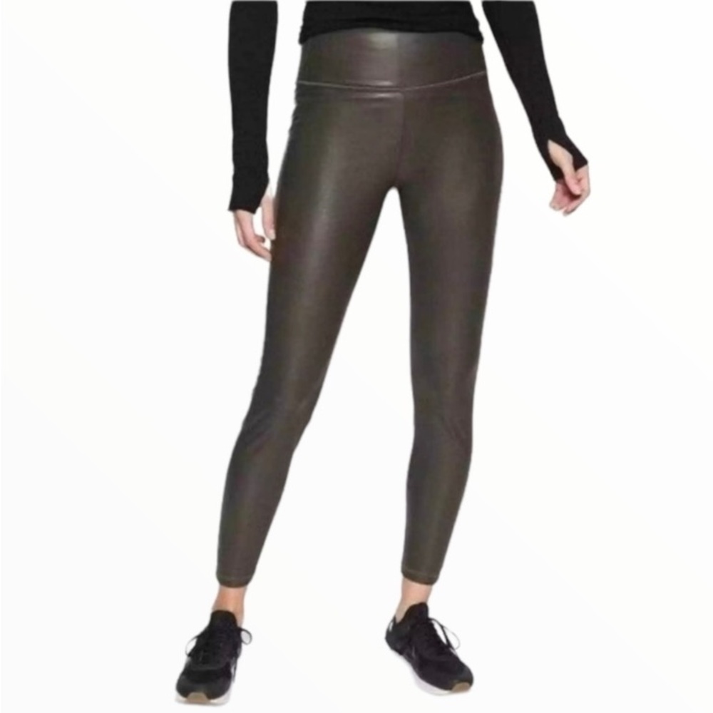 Athleta All Over Gleam Tight Faux Leather High Rise Leggings Size S